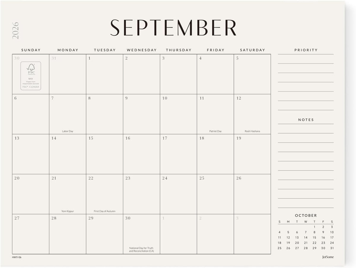 Jotsome Desk Calendar 2026-2027, Monthly Desk Calendar 22"x17"