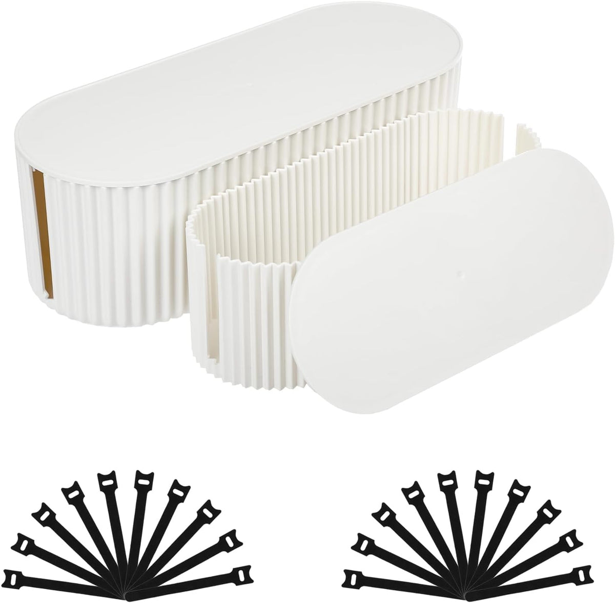 FABROK 2 Pack Cable Management Box, Cord Organizer, White, Small+Large