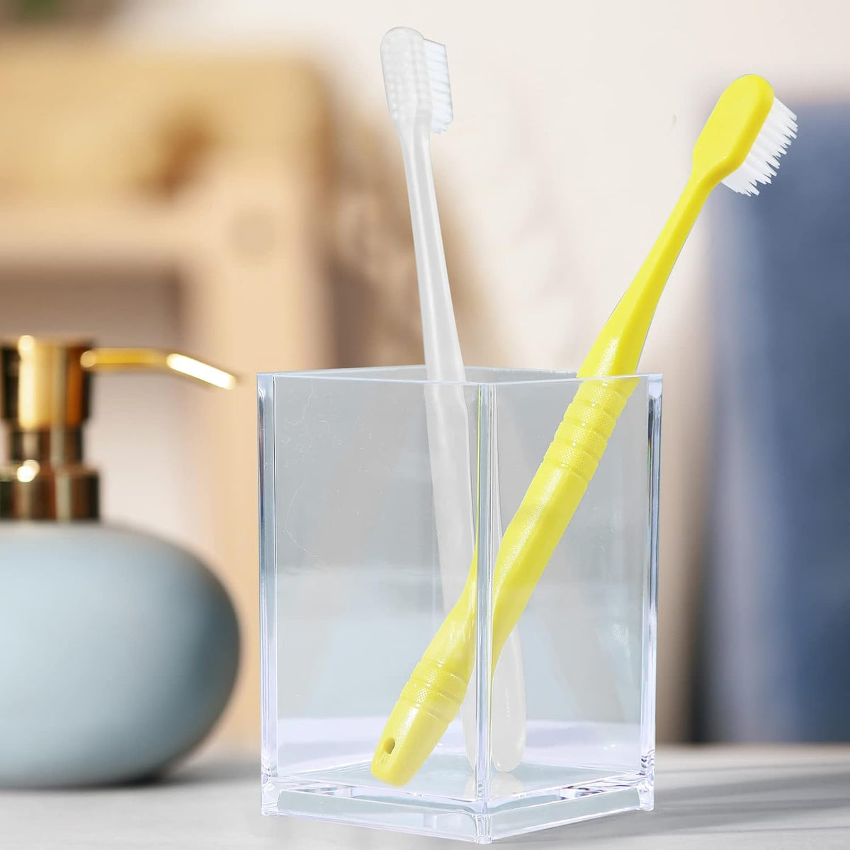 Crtiin 20 Pcs Acrylic Pen Holder Pencil Cup Desk Organizer, Clear