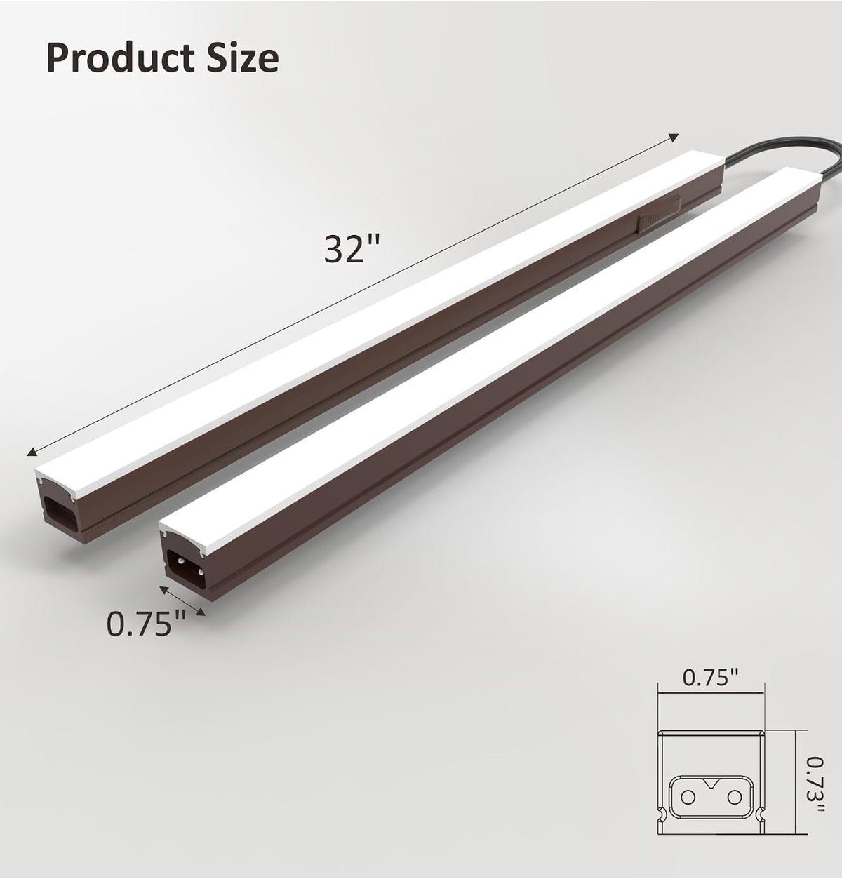 Leetdud Under Cabinet Lighting Plug in, 32 Inch 2 Pcs, Linkable AC120V 3CCT 3...