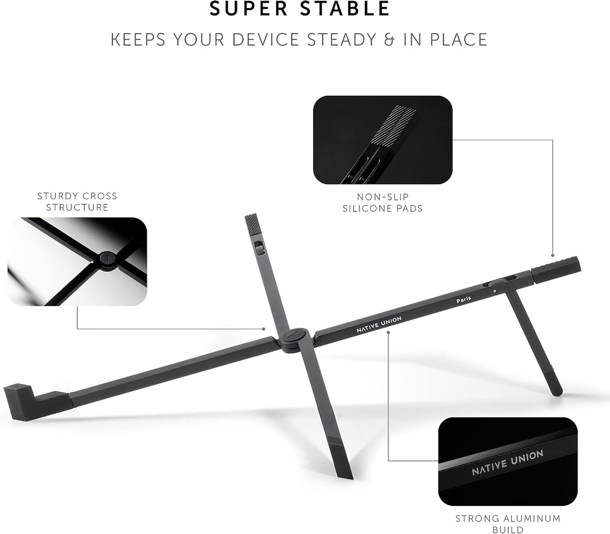 Native Union Fold Laptop Stand – Ultra-Slim Foldable & Portable Laptop St...