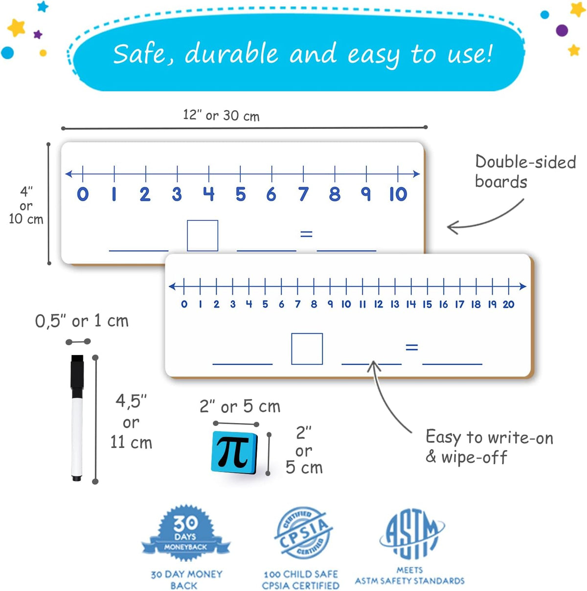 Simply Magic 12-Pack Double-Sided Dry Erase Number Line White Boards 4"x...