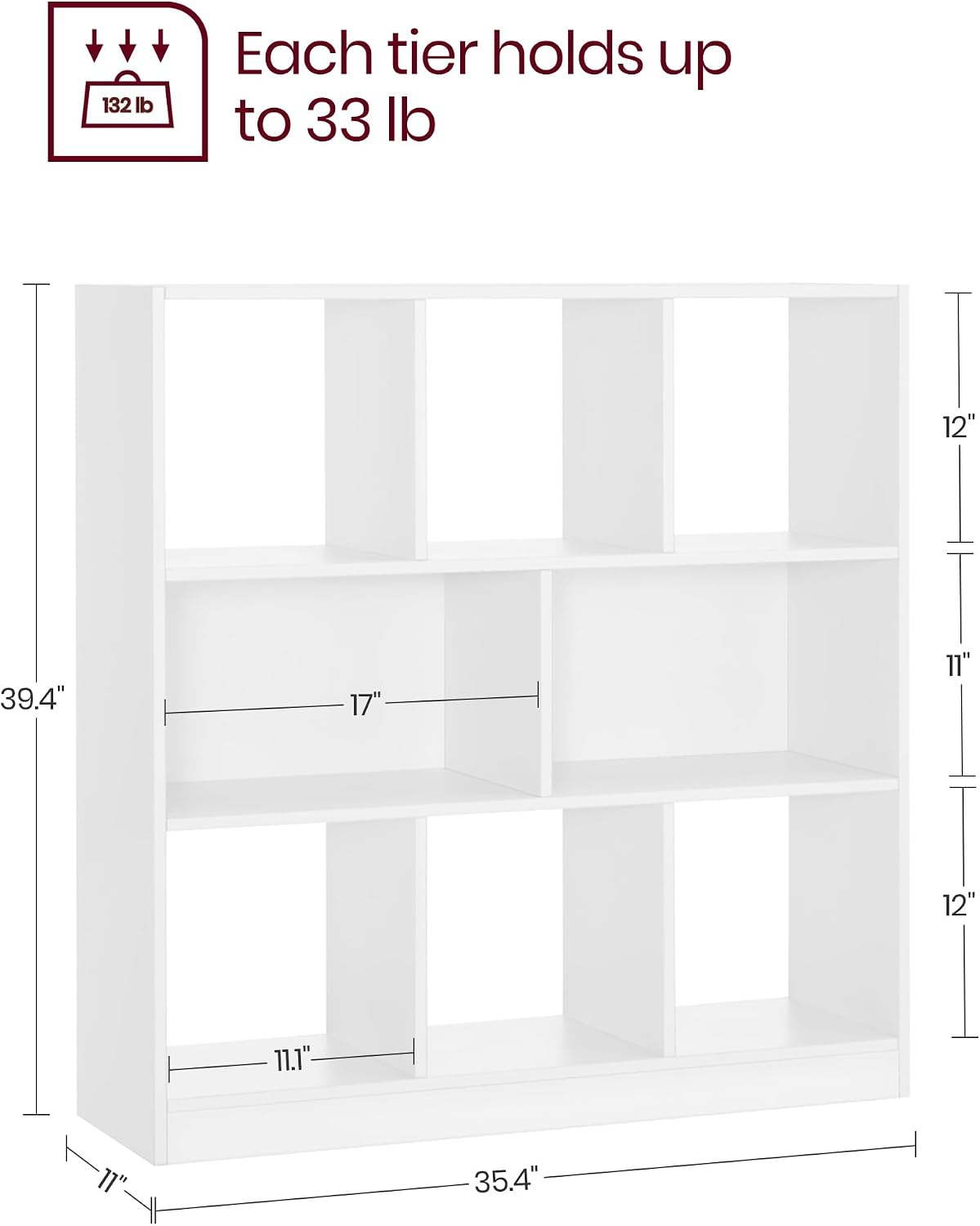 VASAGLE Bookshelf, 8 Cubes Storage Organizer, 35.4 x 11 x 39.4 Inches