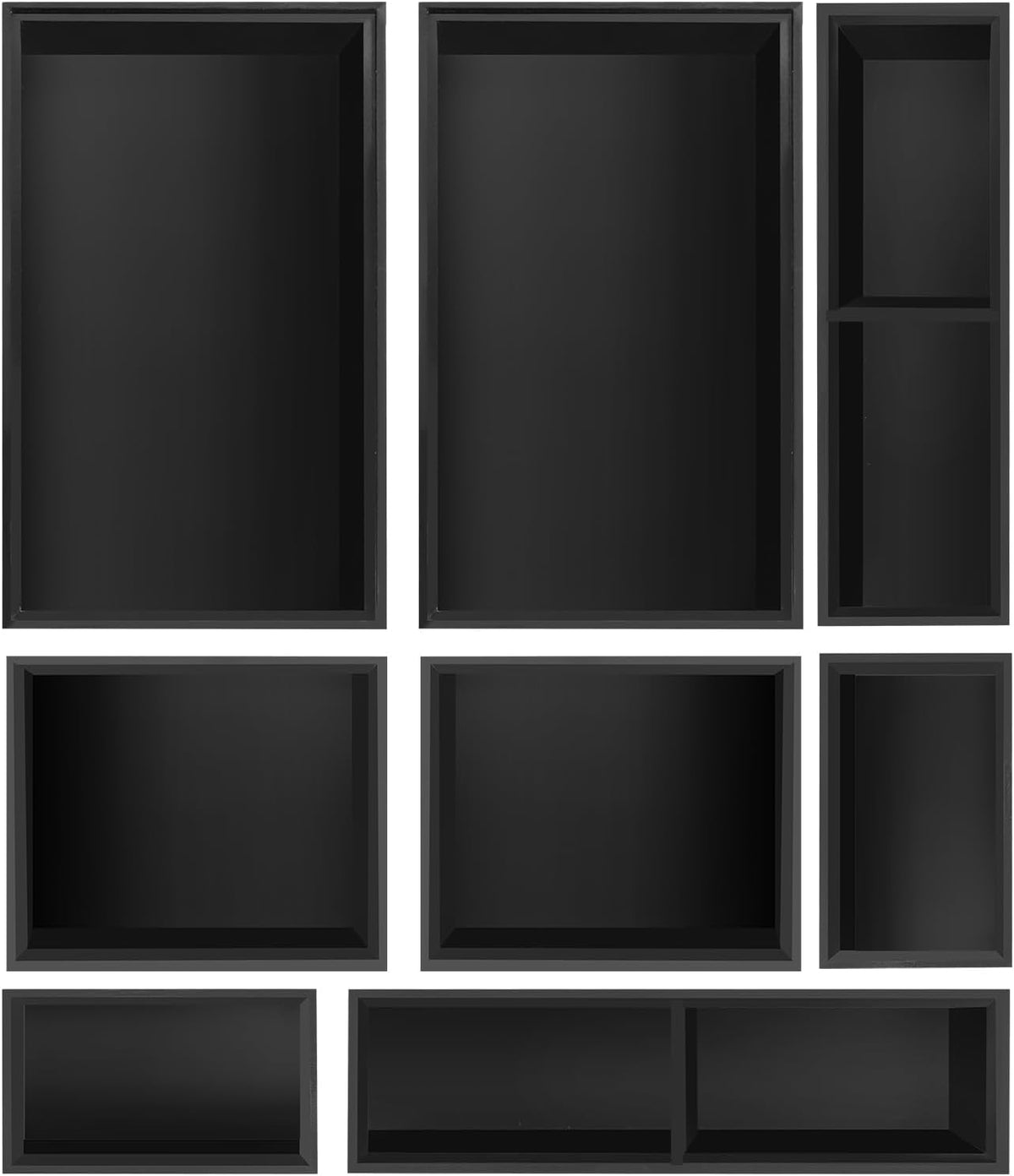 Bamboo Drawer Organizer Set, 8 PCS Black Multi-Use Drawer Storage Boxes, Junk...