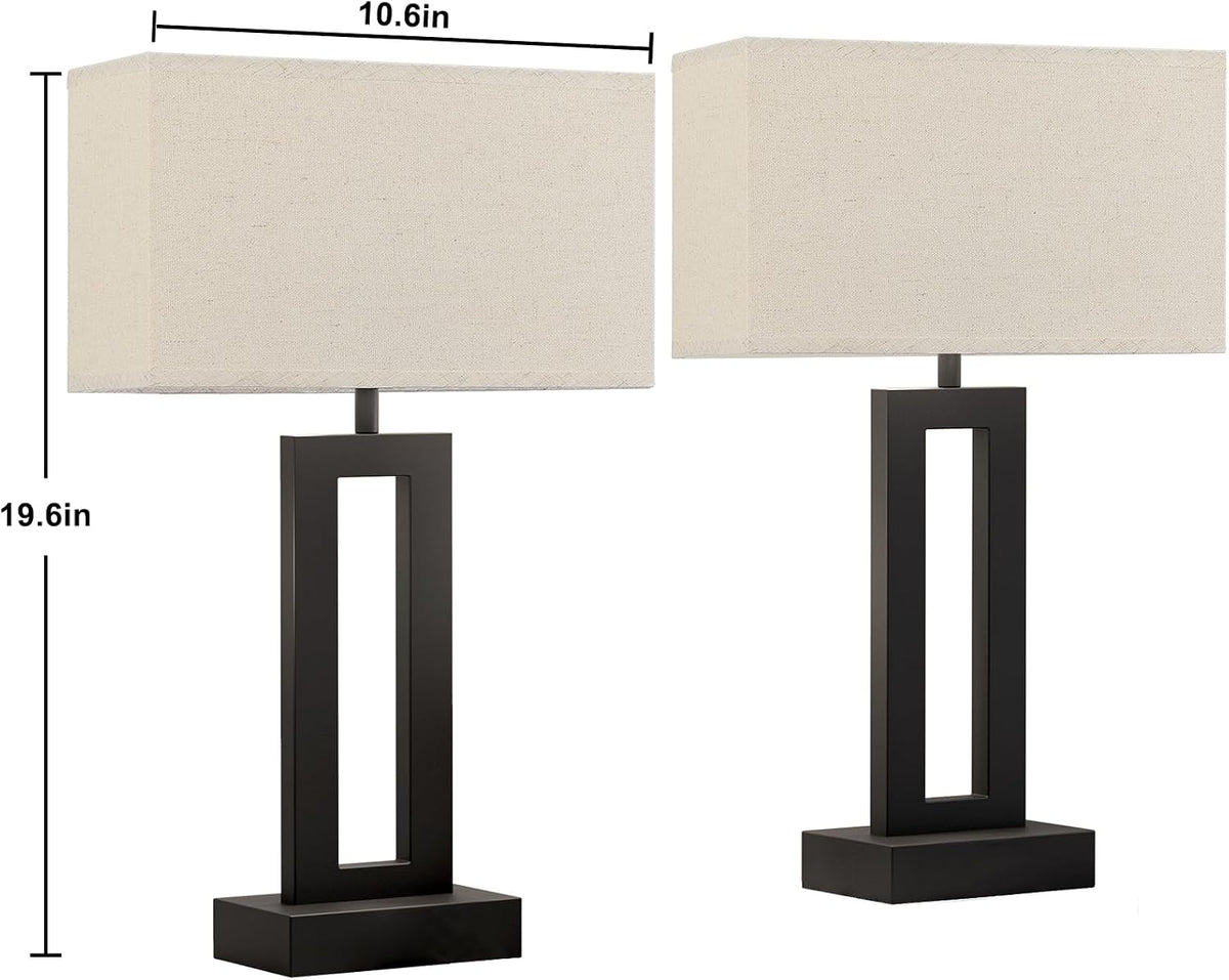 19.6" Touch Lamps for Nightstand, 3 Way Dimmable Bedroom Lamp, USB C+A