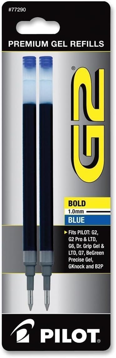 Blue Pilot G2 Gel Ink Refill for Rolling Ball Pens, Bold Point 24 REFILLS 77290