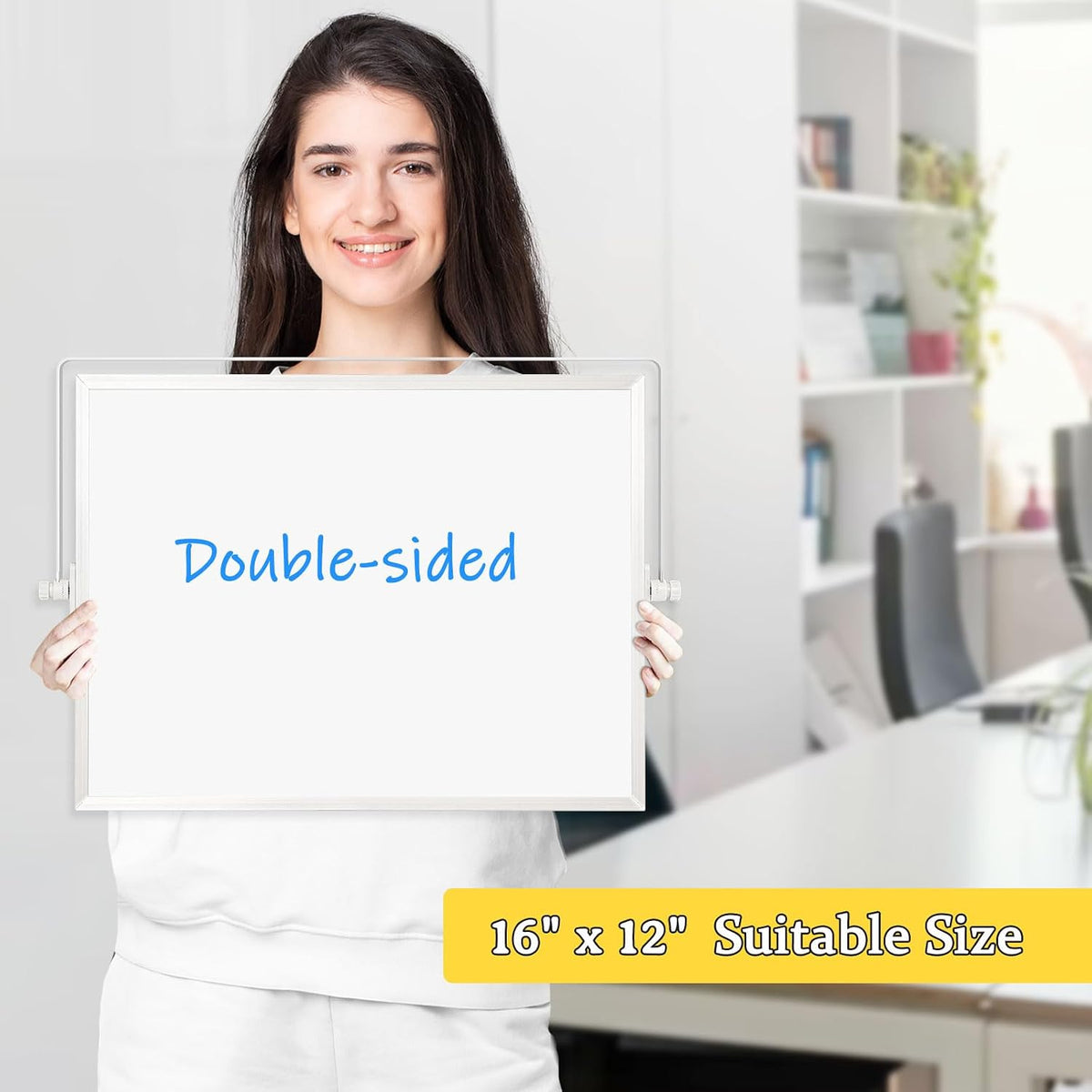 Double-Sided Magnetic White Board with Stand, 16" x 12" (Pack of 2)