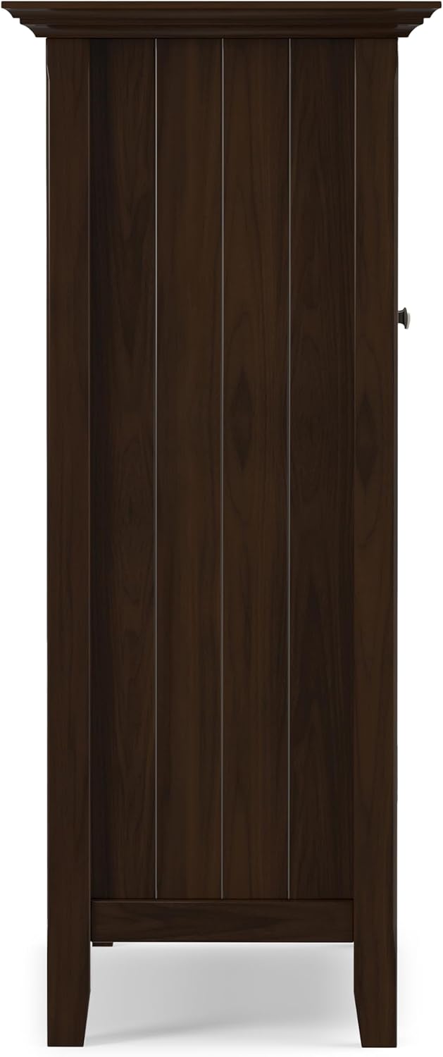 SIMPLIHOME Bedford 39" Wide Solid Wood Cabinet in Brunette Brown