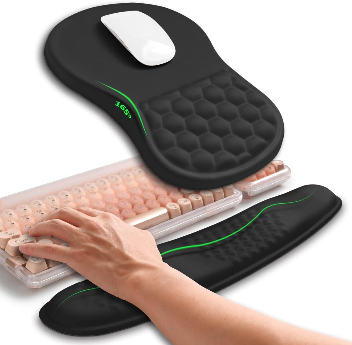 Hokafenle 2in1 Combination, Wave Keyboard Wrist Rest and Ergonomic Curvature ...