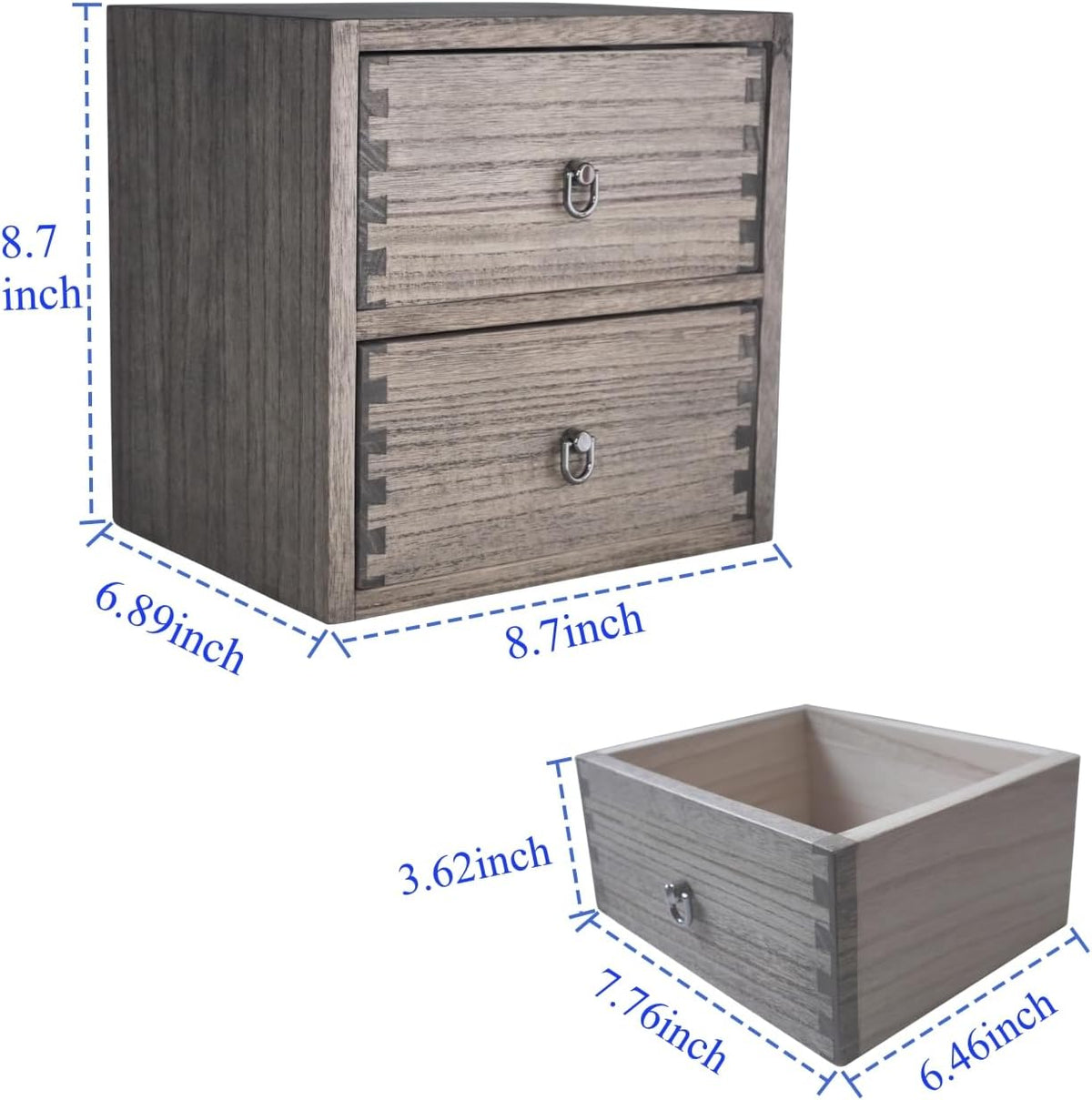 DDYURI Wooden Desktop Drawer Organizer Box 2-Tier Tabletop Storage Cabinet fo...