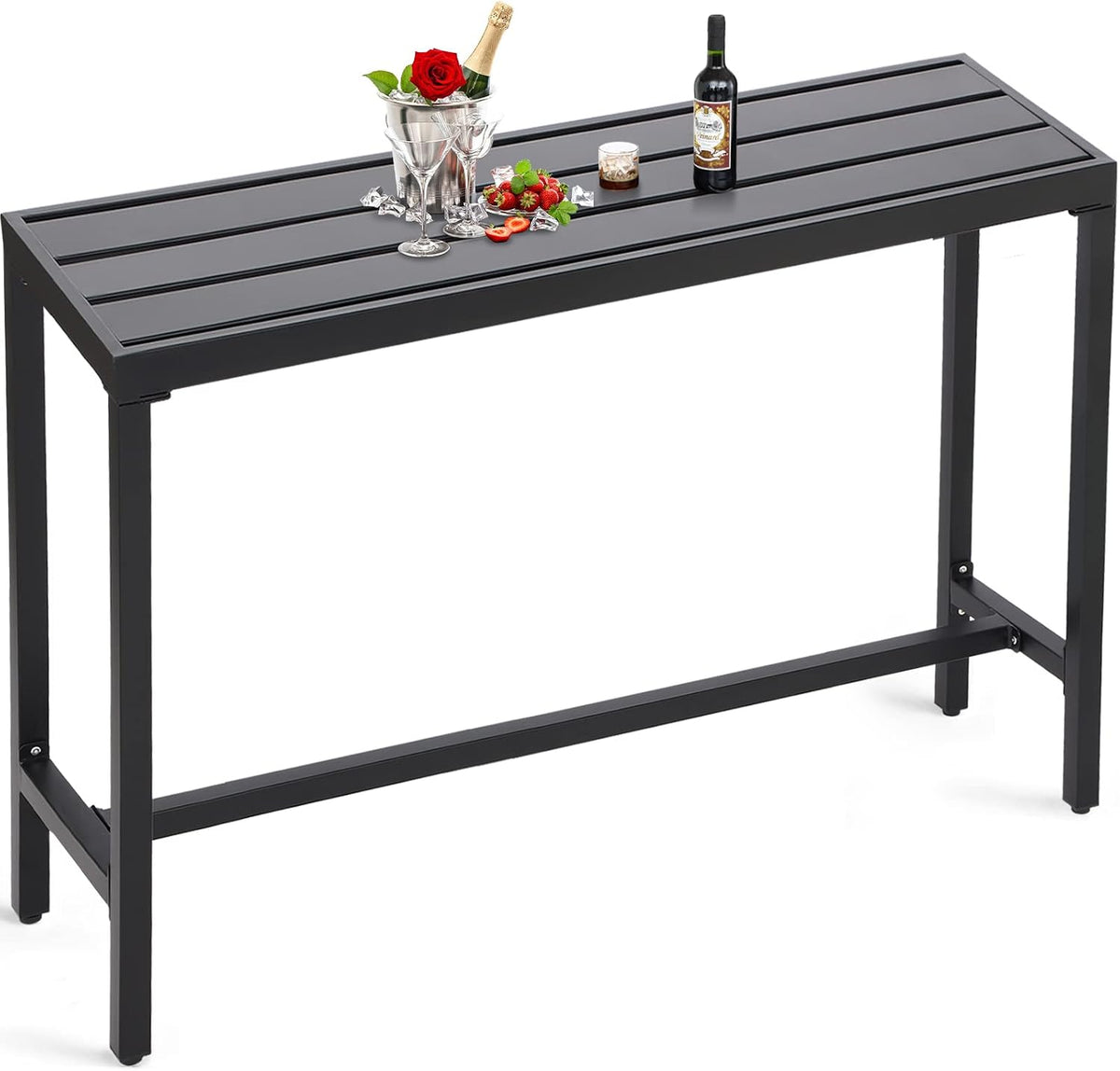 Outdoor Bar Table, Patio Counter Height Bar Table, 55" Rectangle Bar Tab...