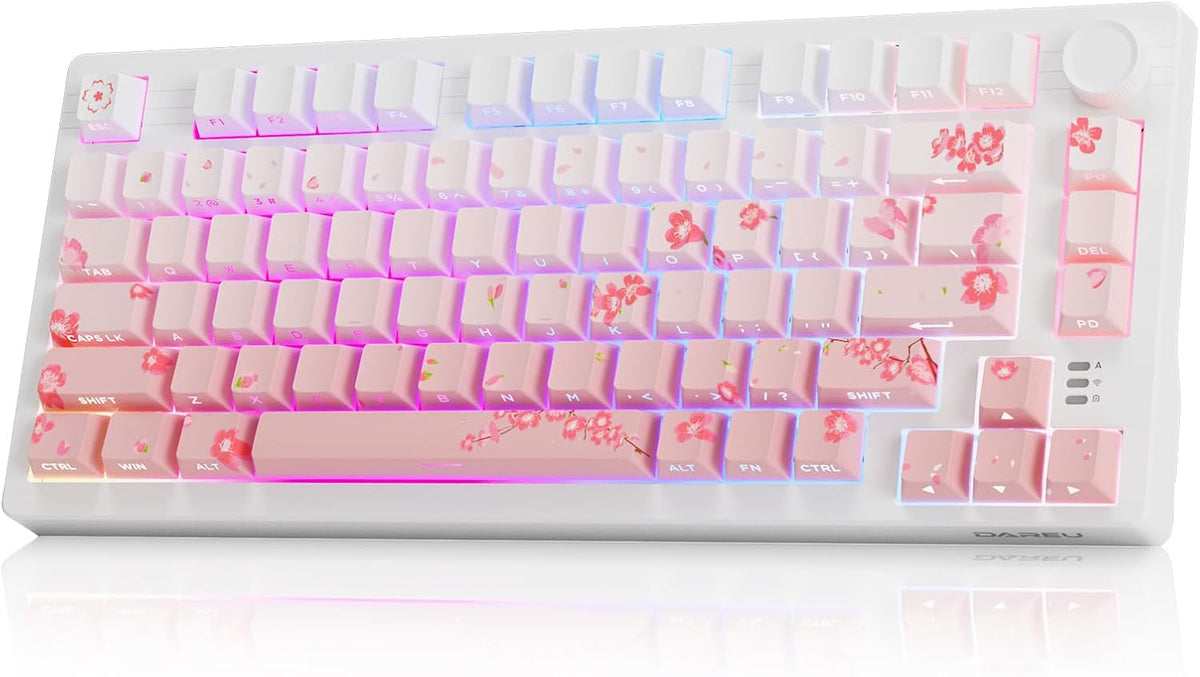 DAREU EK75PRO Sakura Pink 75% Wireless Mechanical Gaming Keyboard with Knob