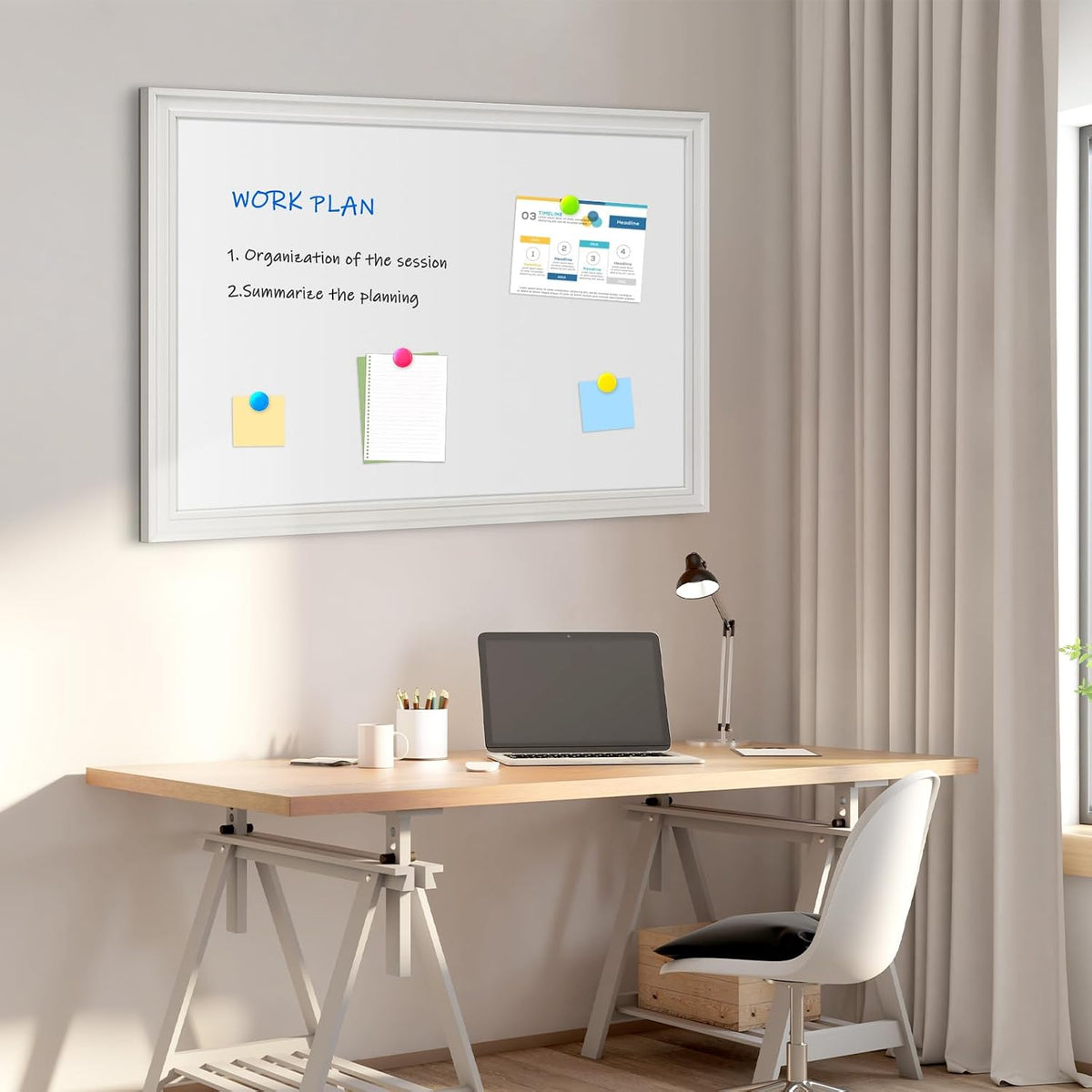 4 THOUGHT Dry Erase Board, 24" x 18" Magnetic Whiteboard, White