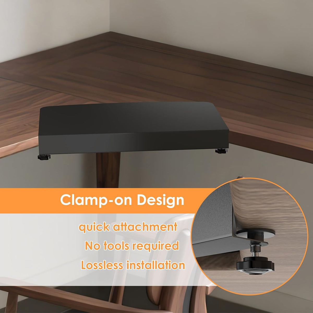 17 inch Clamp-on Corner Desk Connector Sleeve Plate, L Desk Platform Extender...