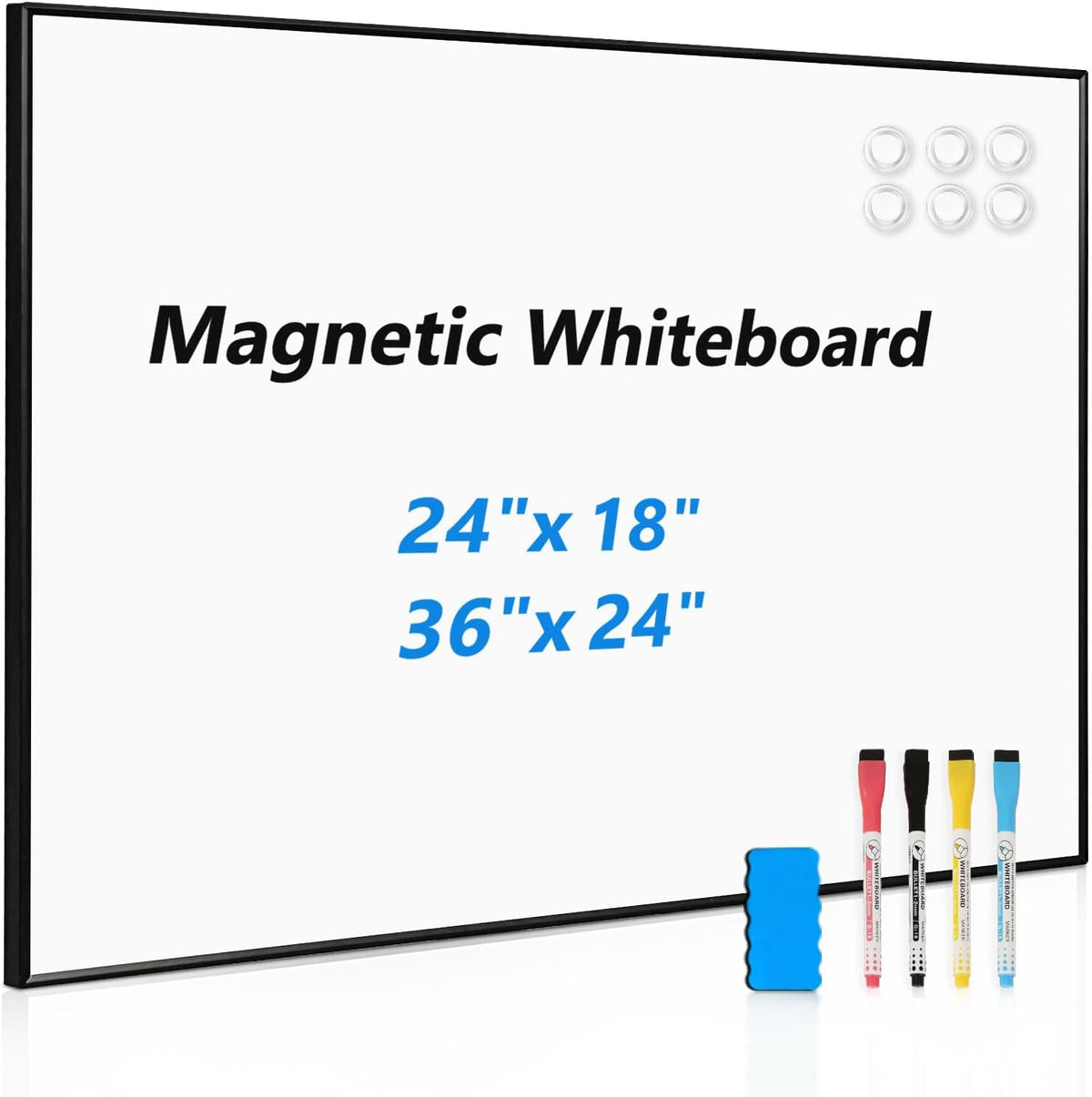 Large Magnetic Whiteboard, 36" x 24" Dry Erase White Board for Wall