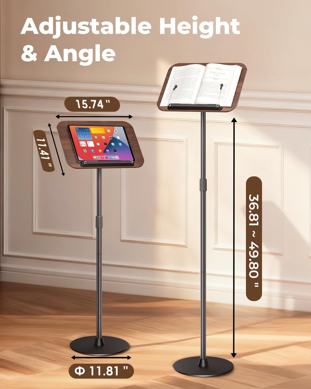 Adjustable Floor Book Stand & Book Holder for Reading, Laptop, and Tablet...