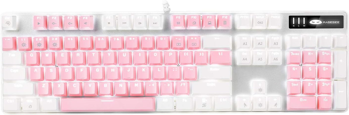 MageGee Mechanical Gaming Keyboard, New Upgraded Blue Switch 104 Keys White B...
