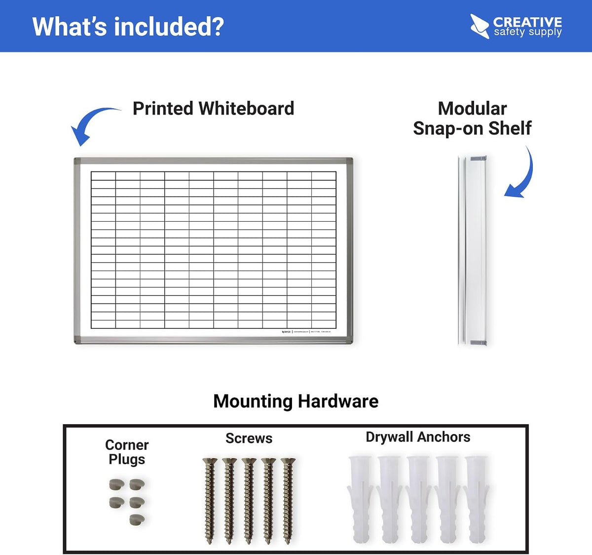 Magnetic Grid Dry Erase Whiteboard (36in x 24in)