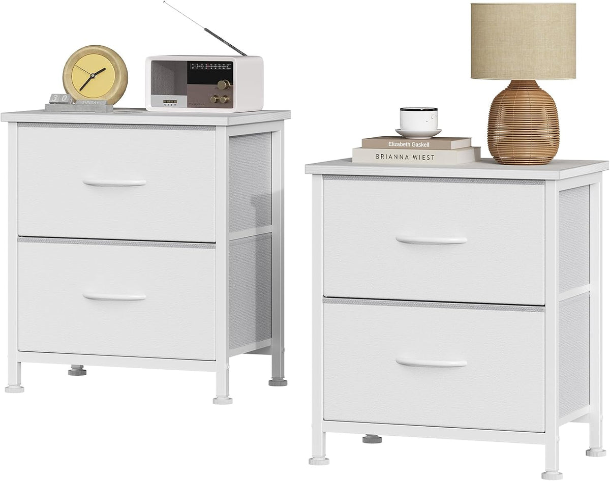 Sweetcrispy Nightstands Set of 2 with 2 Storage Drawer, Small Bedside Table