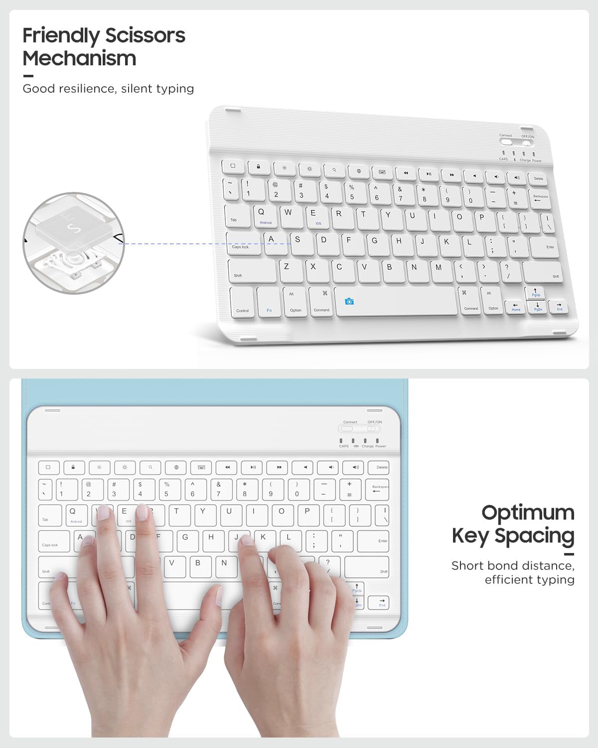 MoKo Universal QWERTY Keyboard Case Fit 9-11 Inch Tablets, Sky Blue