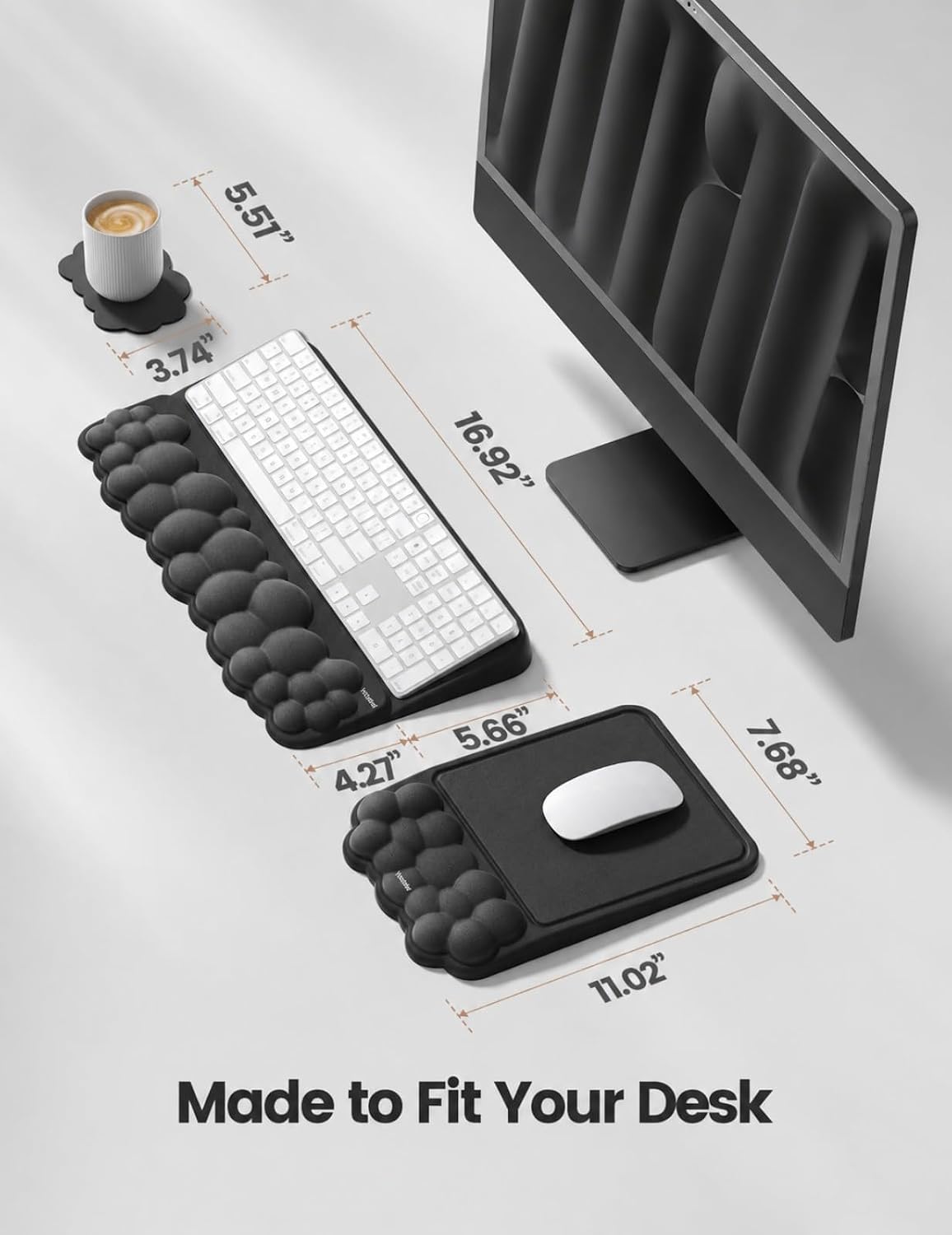 Vaydeer Keyboard Riser and Mouse Pad with Wrist Rest Set, Coaster Included
