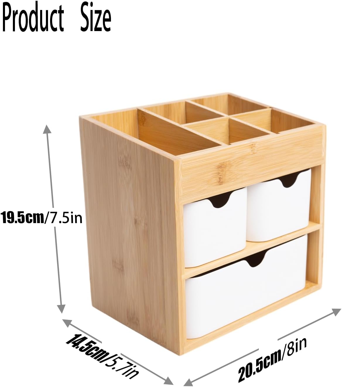 Small Bamboo Makeup Organizer(5.7" D x 8" W x 7.5" H)