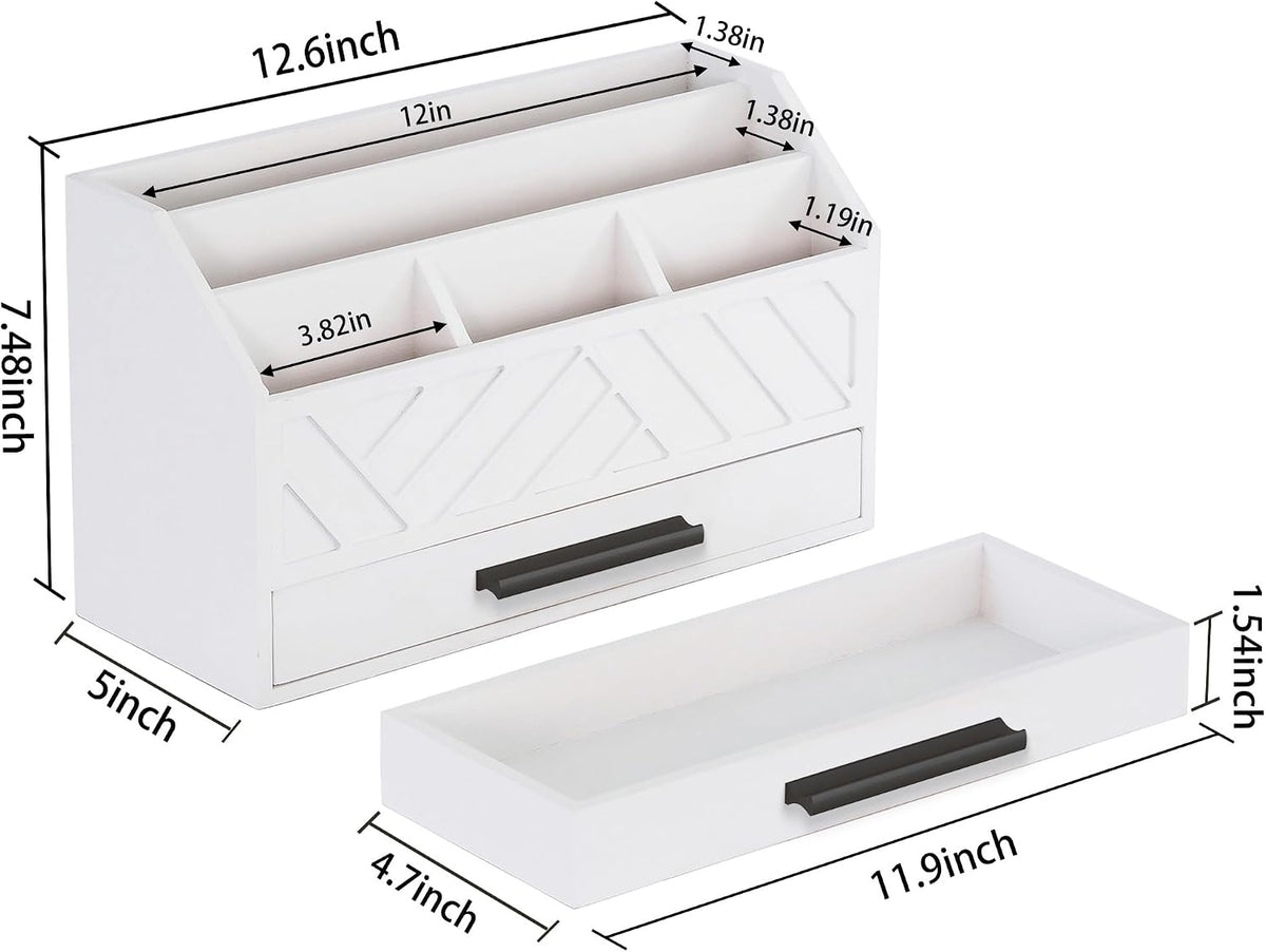 Desk Organizer with Drawer, Countertop Bill Mail Organizer and File Storage