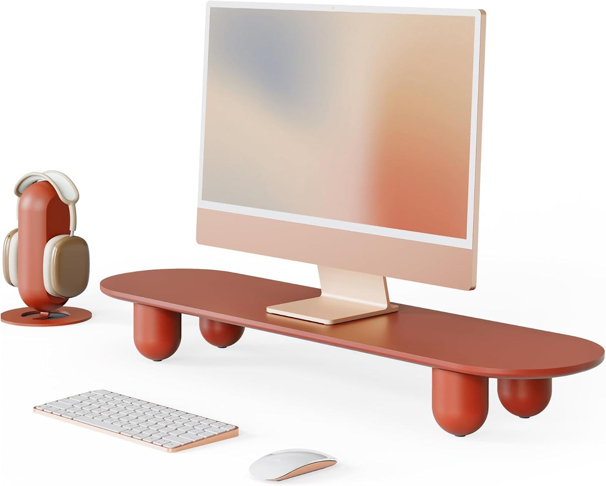 Fenge Computer Monitor Stand with Solid Beech Wood Legs, 34 Inch