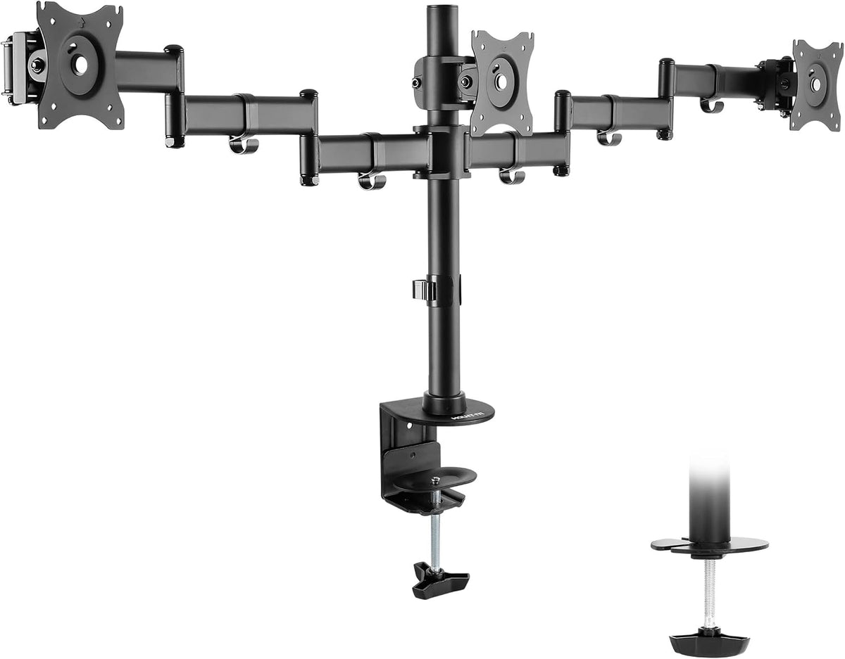 Mount-It! Triple Monitor Mount 3 Screen Desk Stand for LCD Computer Monitors ...
