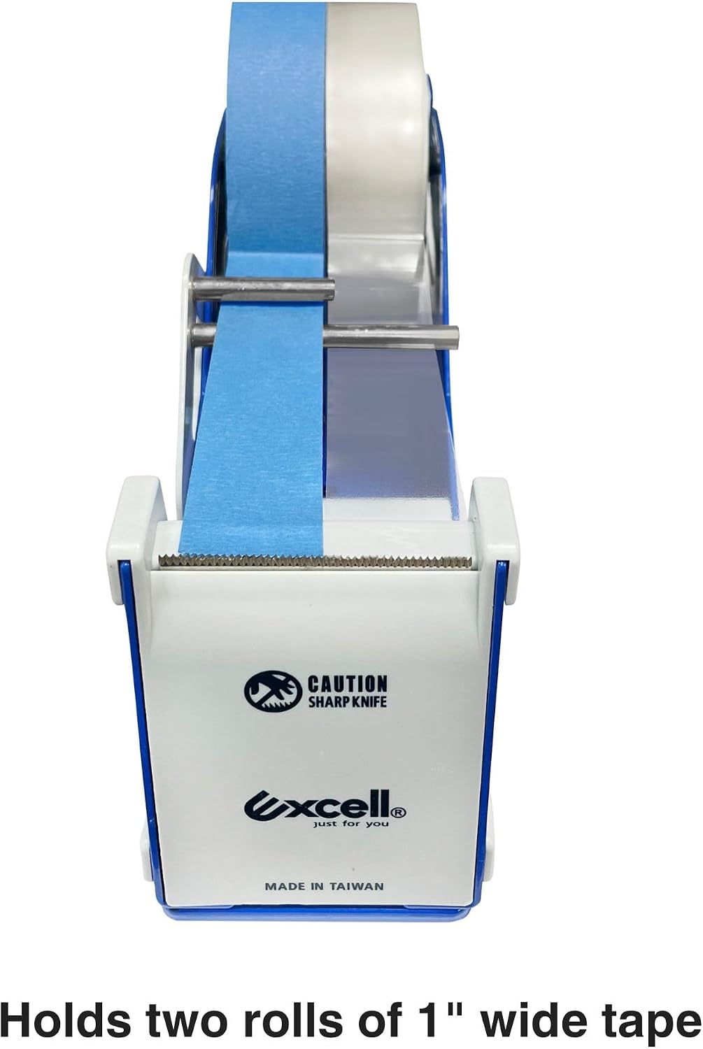 Excell Deluxe Twin Wide Metal Multi-Roll Desktop Tape Dispenser with Tiered M...