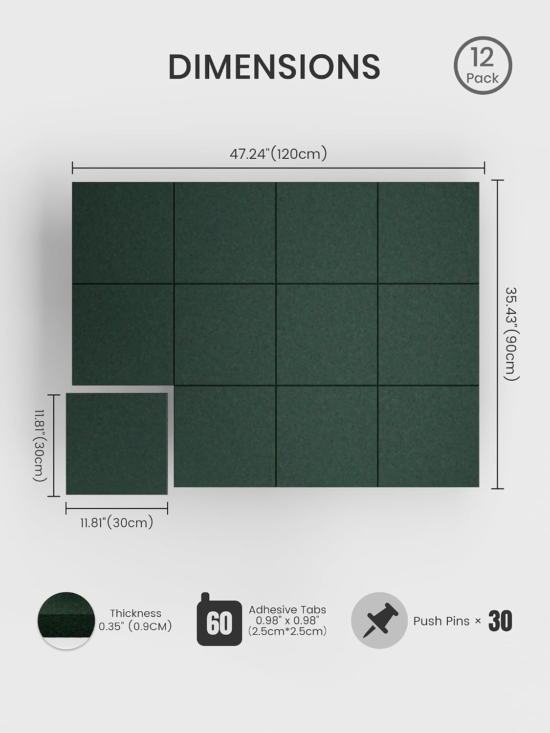 Bumusty 48" x 36" Large Cork Board Alternative, Christmas Green