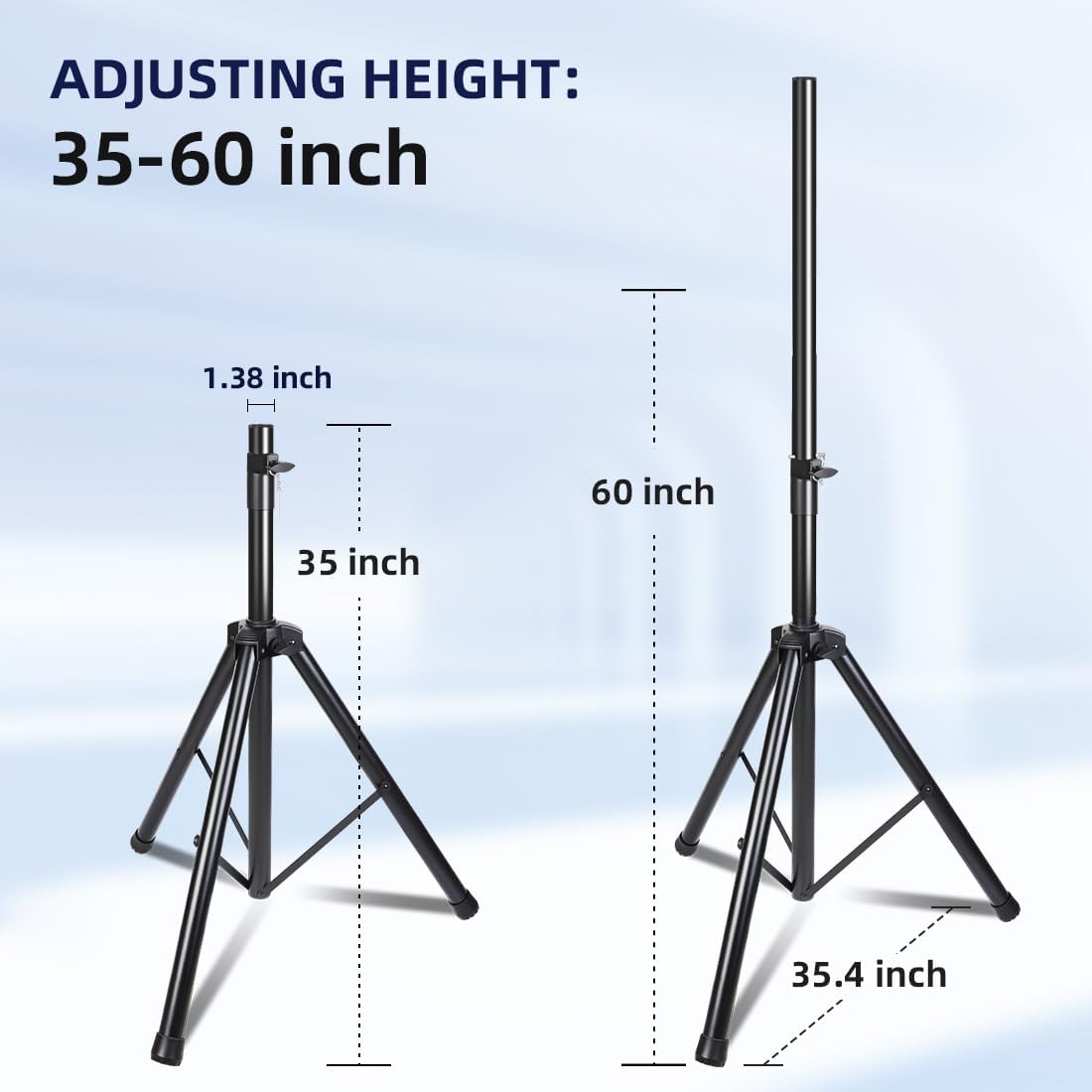 2 Pack Universal Speaker Stands Pair, Height Adjustable Tripod from 35 to 60 ...