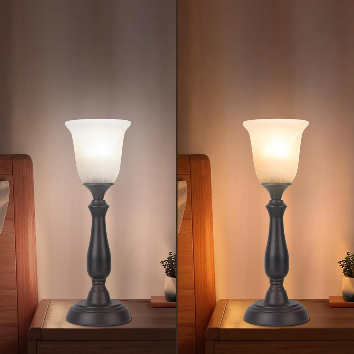 HonoDing Farmhouse Table Lamp for Living Room, Nightstand Lamp with Alabaster...