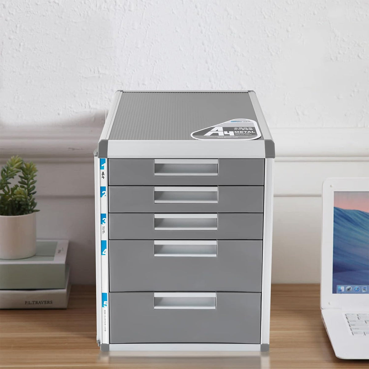 5 Drawer File Sorters, Desktop Drawer Paper Organizer with Label and key