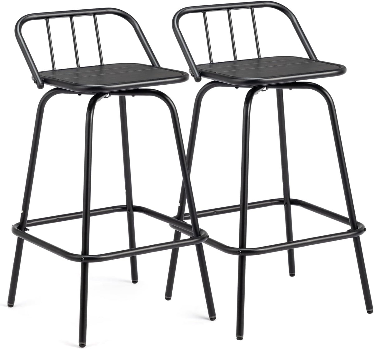 VINGLI 2 PCS Outdoor Swivel Bar Stools, 30 Inch Metal Barstools with Backrest...