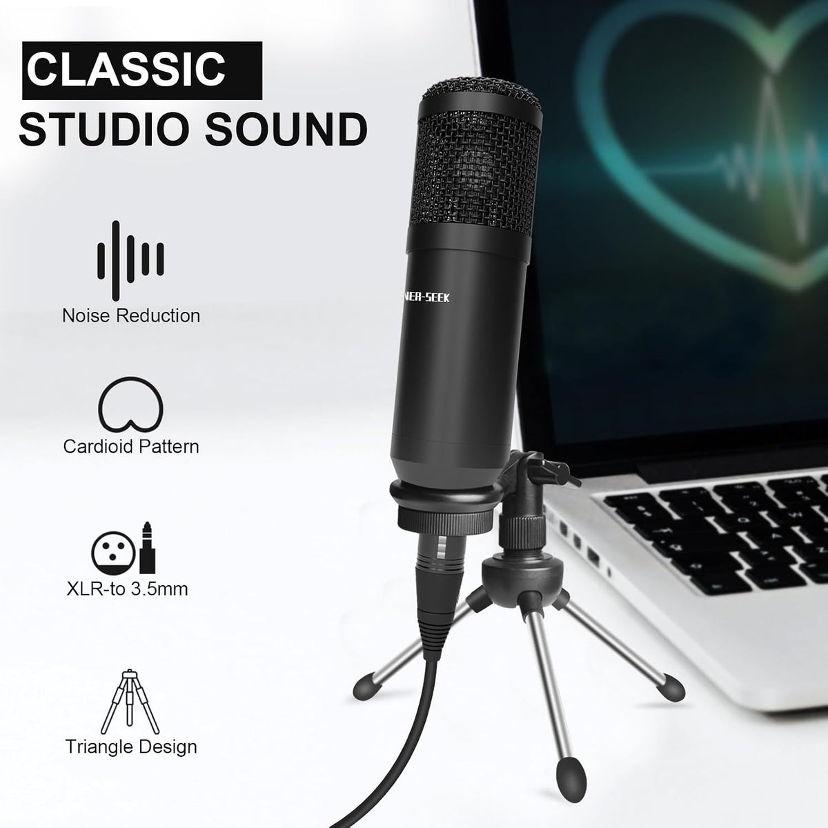 P9-Podcast Equipment Bundle for 2,Dual 3.5mm Condenser Mic for Streaming