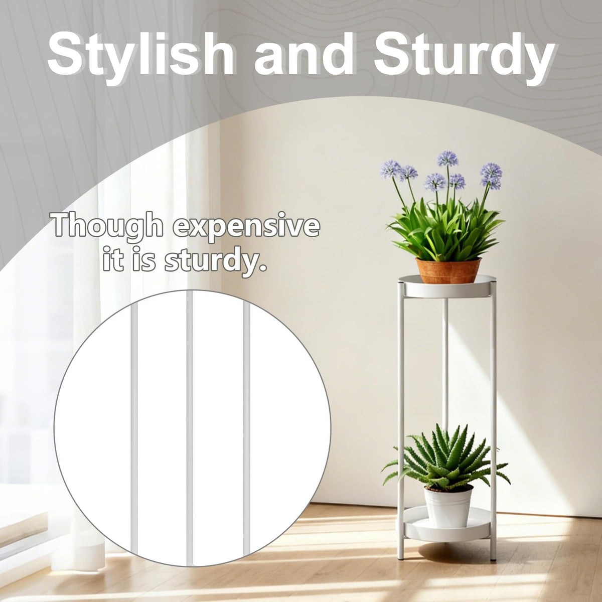 Plant Stand,2 Tier Metal Flower Plants Holder with 2 Removable Display for In...