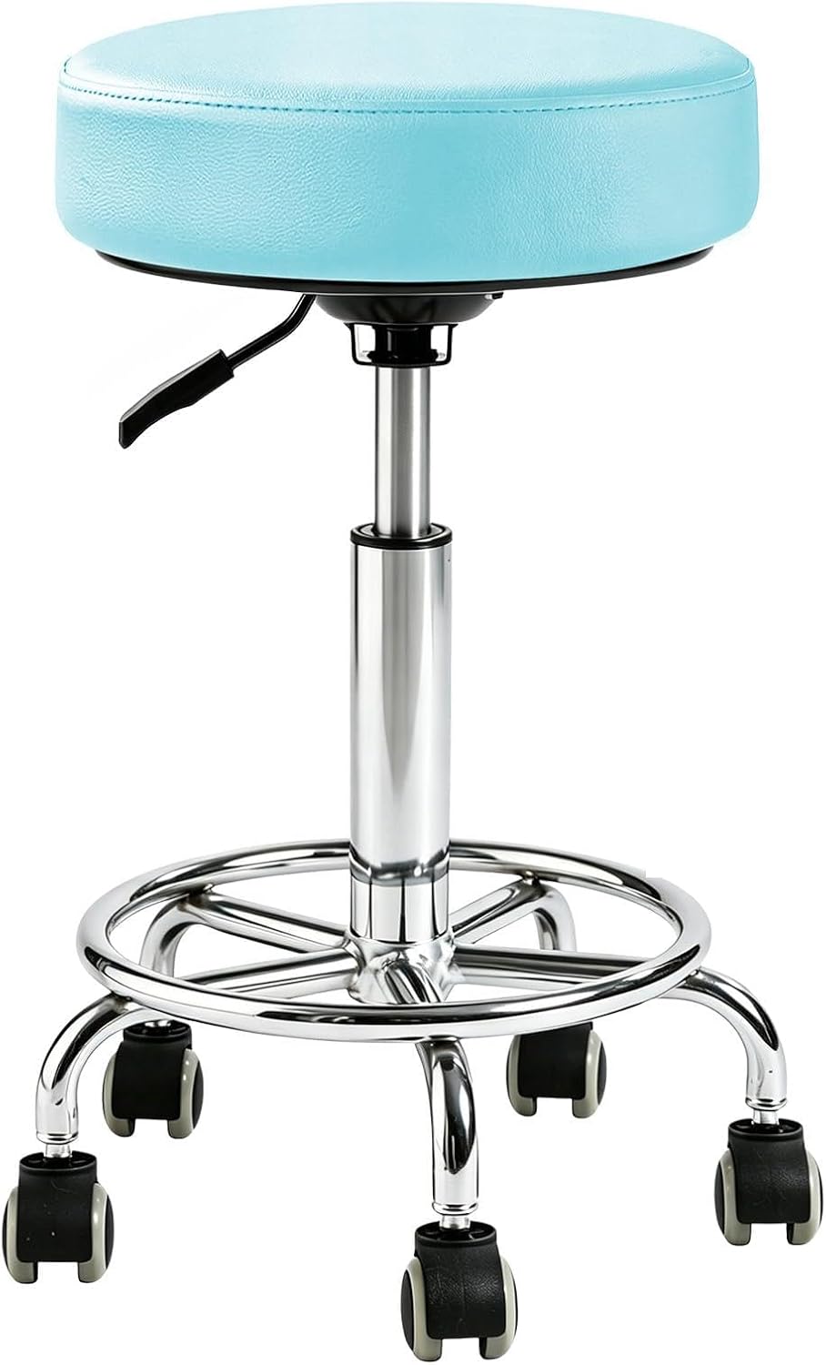 500lbs Heavy-Duty Adjustable Rolling Stool with Wheels & Foot pedal ring