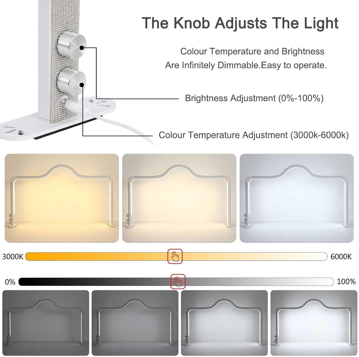 Half Moon Light for Nail Desk, 34.5In Foldable Square Nail Tech Lamp with Pho...