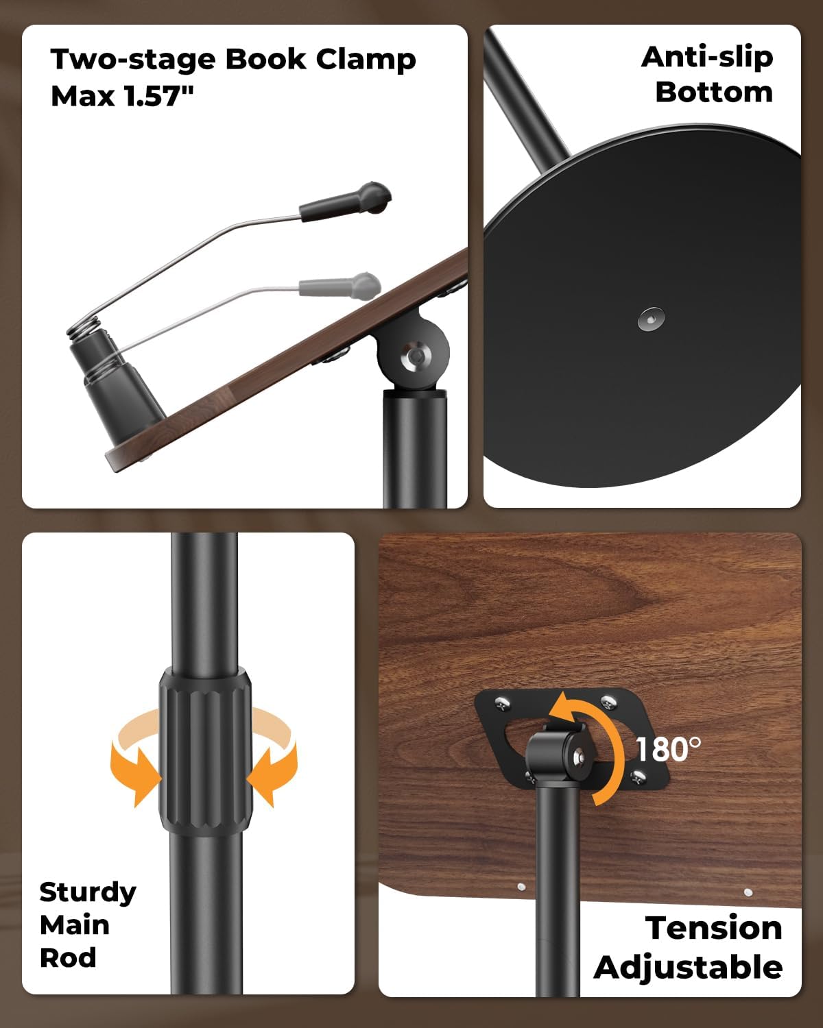 Adjustable Floor Book Stand & Book Holder for Reading, Laptop, and Tablet...
