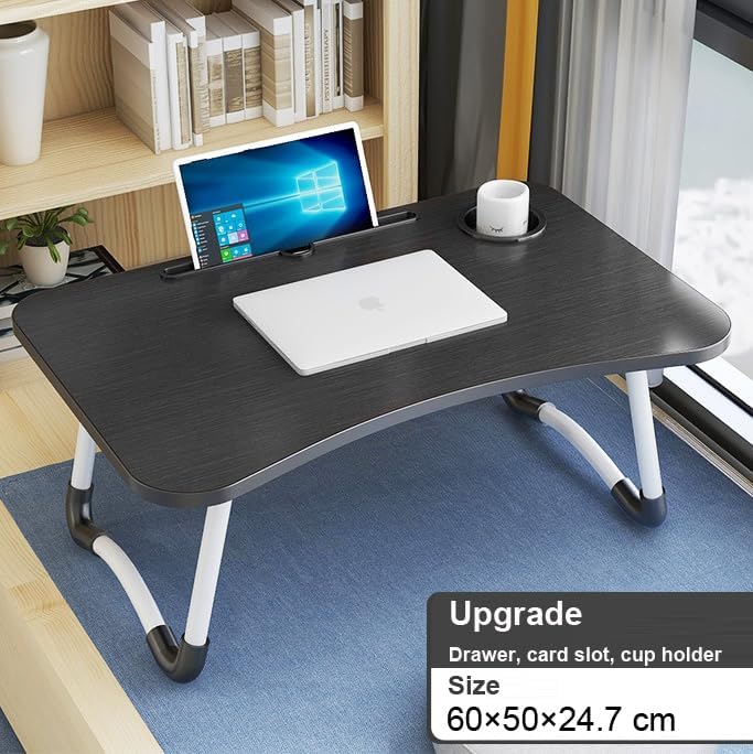 Laptop Bed Desk, Foldable Lap Desk with Storage Drawer, Cup and Phone Holder,...