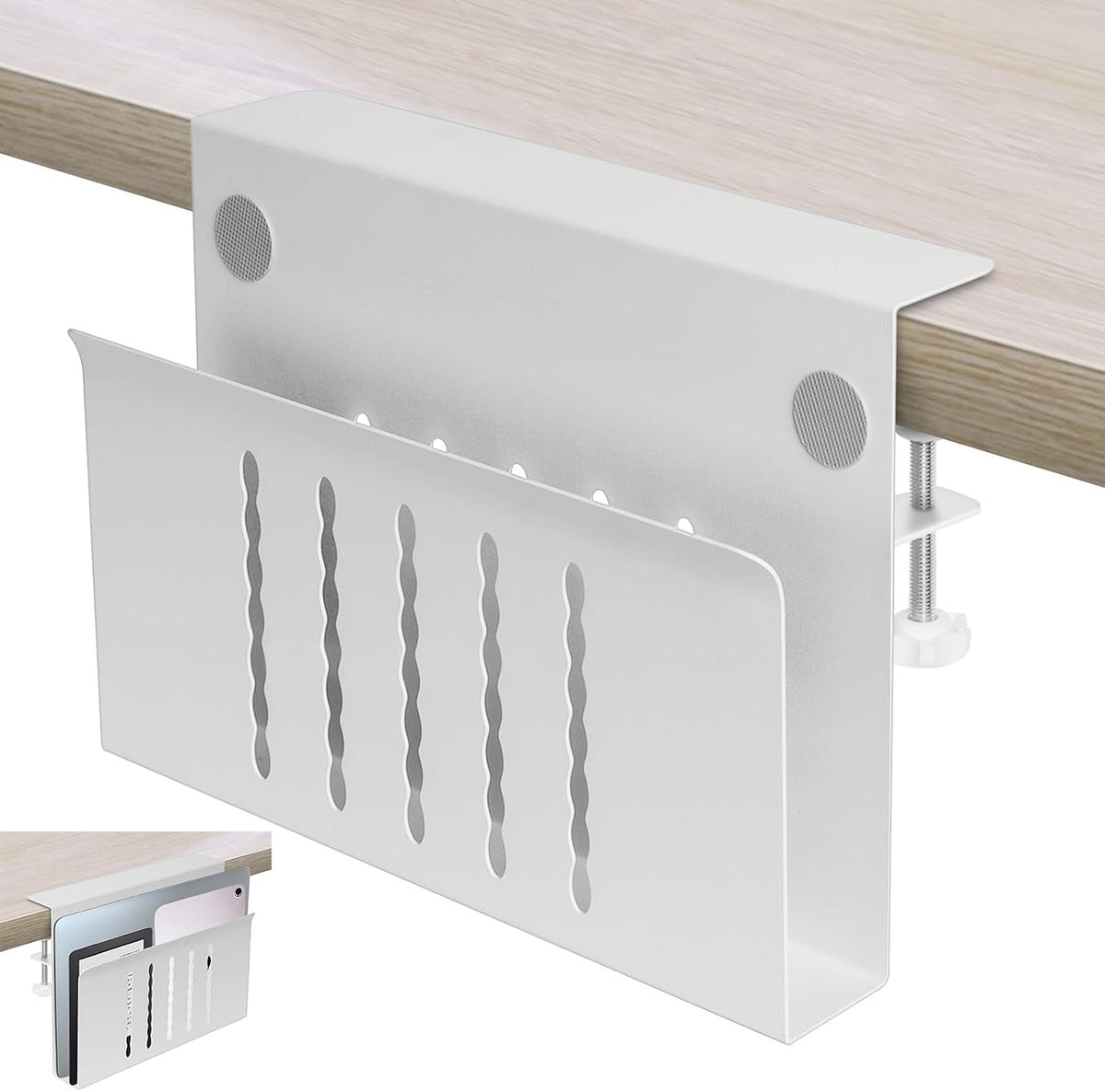 Desk Side Storage, Under Desk Storage, No Drill Steel Hanging Desk Organizer,...