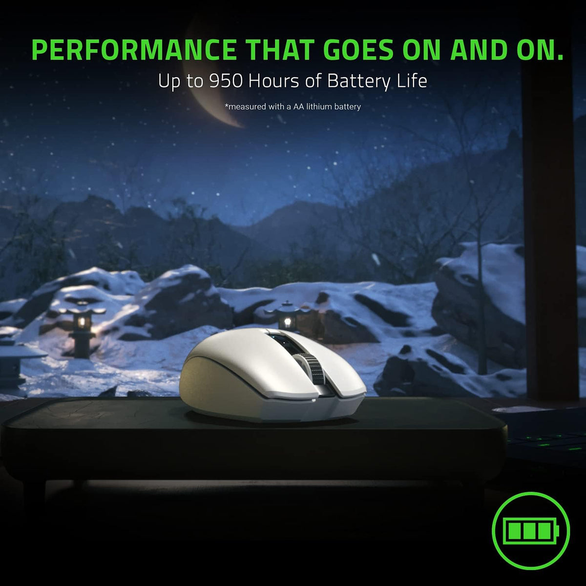 Razer Orochi V2 Wireless Gaming Mouse, 950 Hr Battery, 60g, White