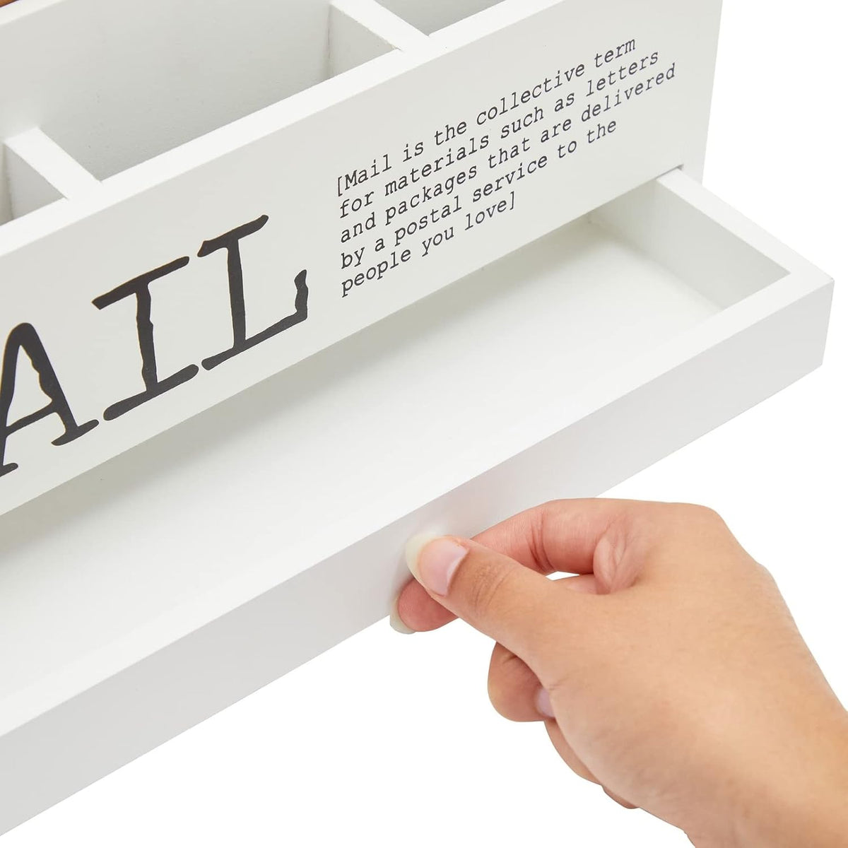 Juvale Wooden 3-Tier Countertop Mail Organizer - Desktop Organizer with Drawe...