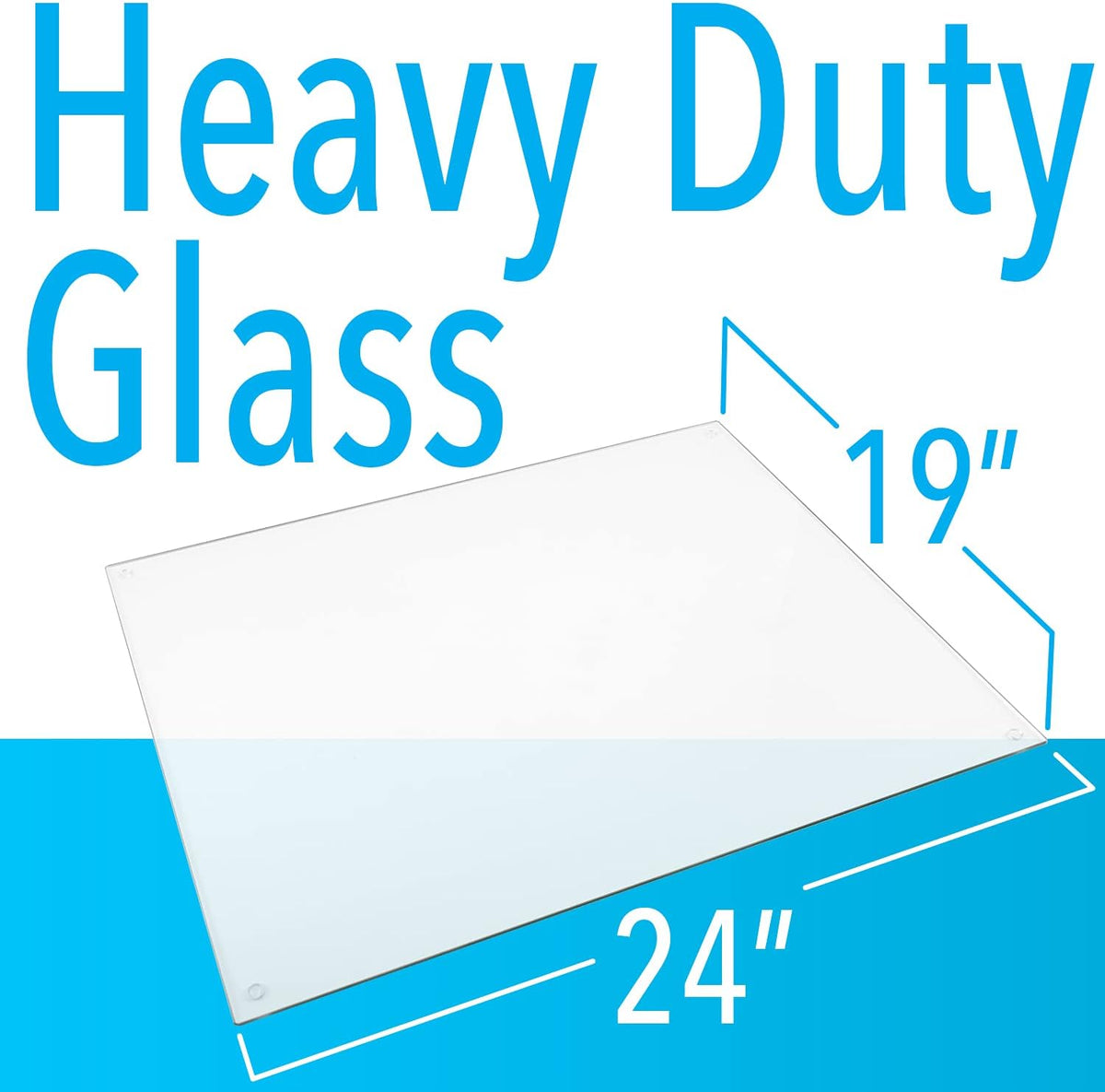 IMPRESA Clear Tempered Glass Desk Mat - 19 x 24 in, Clear - Table Protector &...