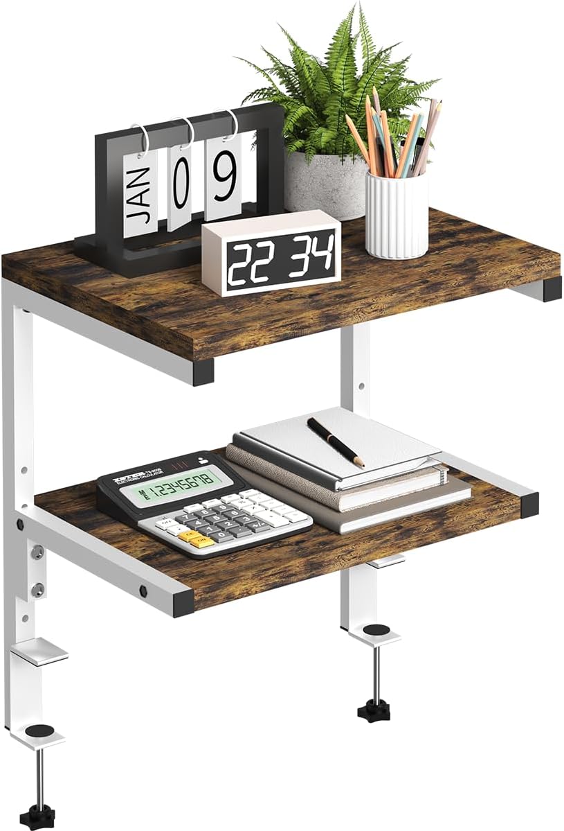 Mondazie 2-Tier Adjustable Desk Shelf Organization, White