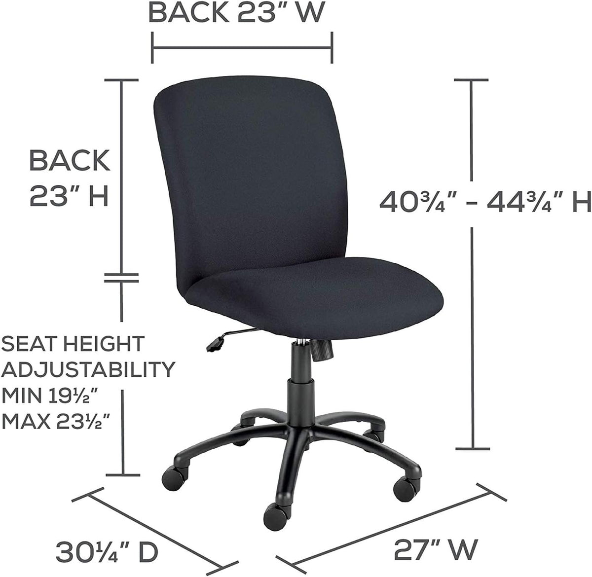 Safco High Back Big and Tall Swivel Desk Task Chair Adjustable Height and Rol...
