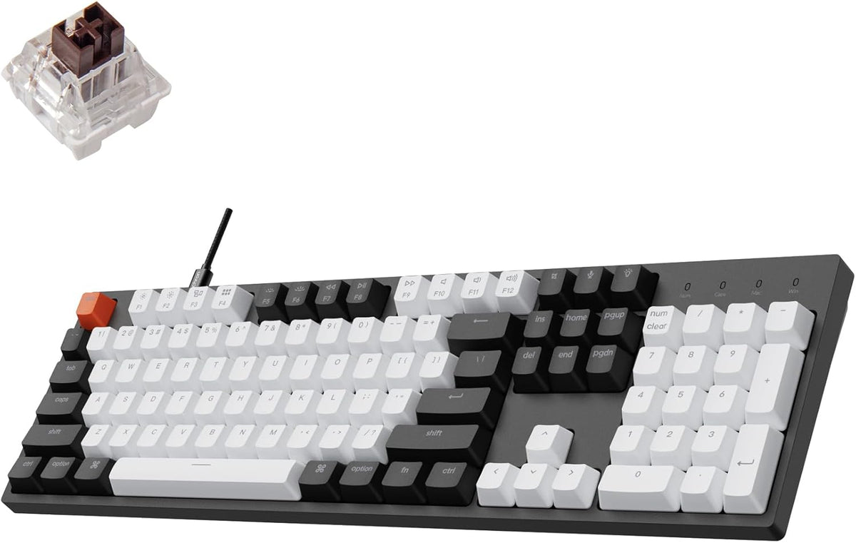 Keychron C2 Wired Full-Size Keyboard, Brown Switch, White Backlit