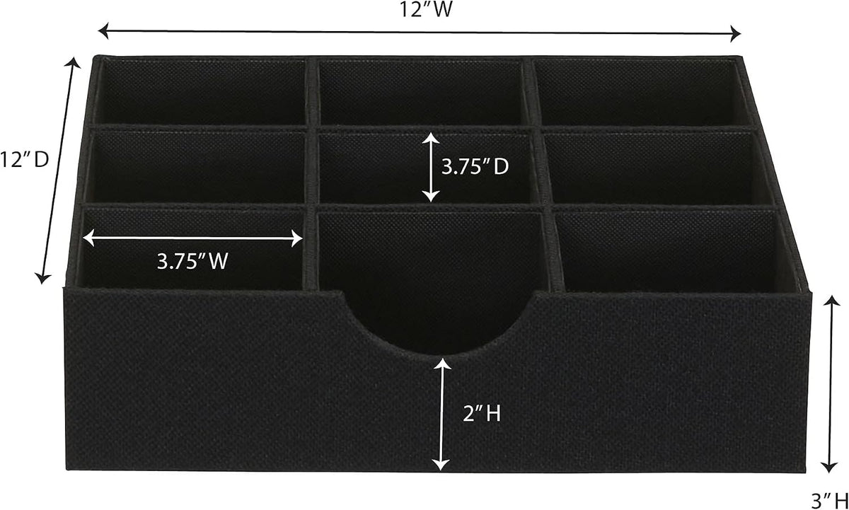 Household Essentials Drawer Organizer Tray with Fabric Cover and 9 Square Com...