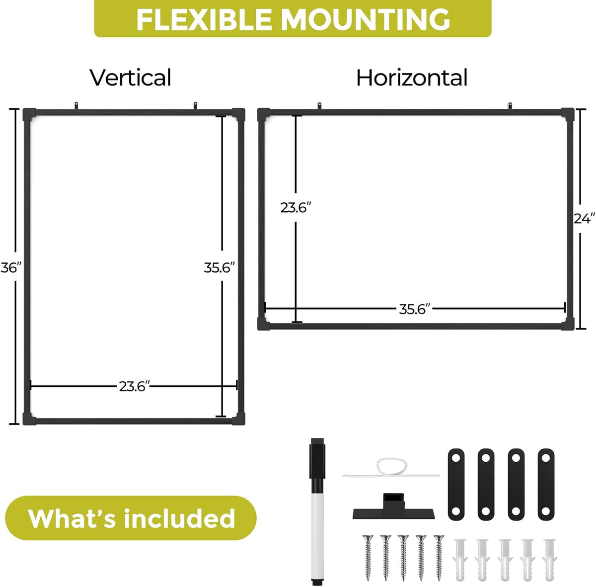 MaxGear 36" x 24" Magnetic Double-Sided Dry Erase Board, Aluminum F...